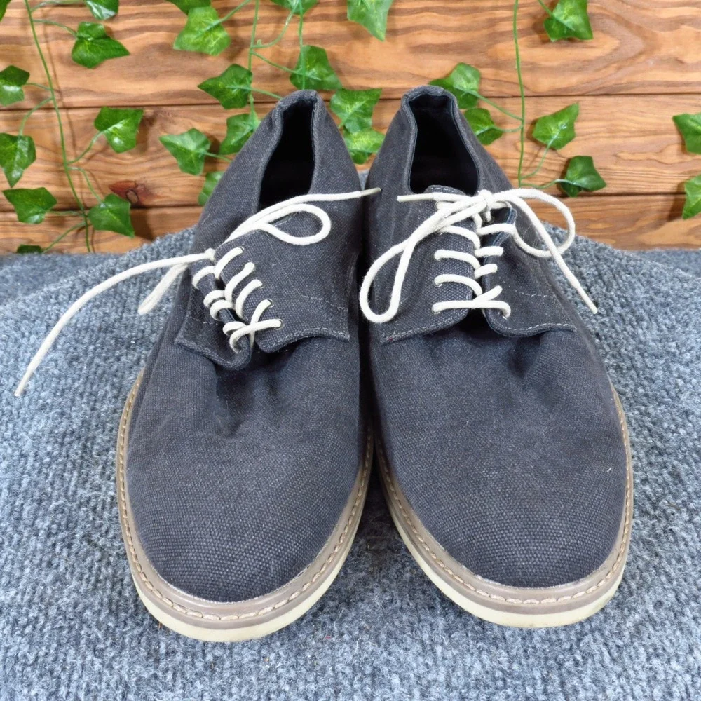 Free Press RN 58665 Men Casual Canvas Derby Shoes 10.5 Everyday Navy Blue Fabric